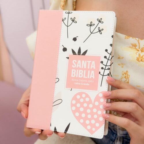 Biblia RVR 1960 - Letra Grande - Tamaño manual - Rosa claro