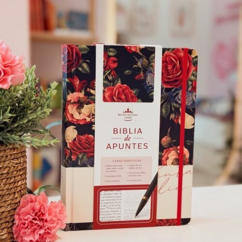 BIBLIA DE APUNTES REINA VALERA 1960 TAPA DURA AZUL MARINO FLORAL