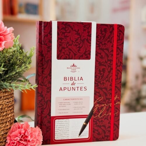 BIBLIA DE APUNTES REINA VALERA 1960 TAPA DURA VINO CANTO FLORAL