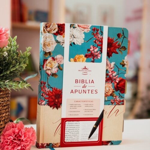 BIBLIA DE APUNTES REINA VALERA 1960 TAPA DURA CELESTE FLORAL