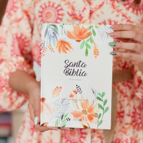 Santa Biblia NVI Letra Grande – Tapa Dura Flores Rosa