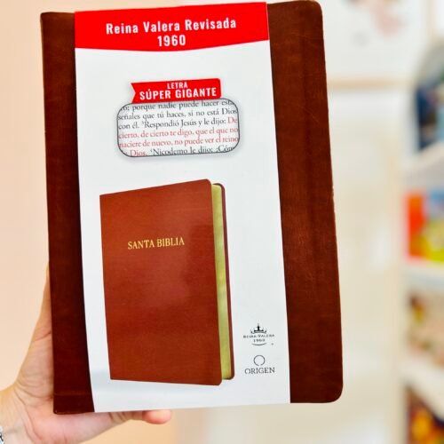 Biblia Reina Valera Revisada 1960 letra súper gigante, símil piel marrón