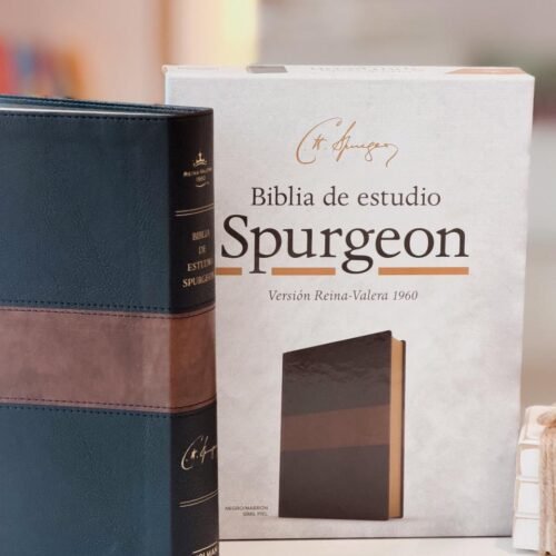 RVR 1960 Biblia de estudio Spurgeon, negro/marrón símil piel