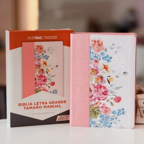 RVR 1960 Biblia letra grande, tamaño manual, edición especial, rosa pastel