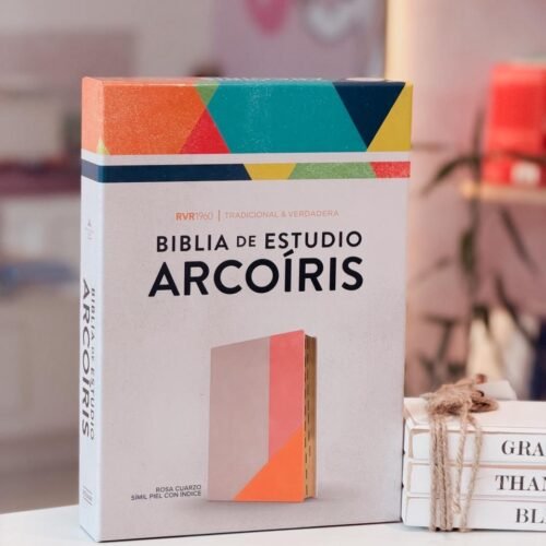 RVR 1960 Biblia de Estudio Arcoíris, rosa cuarzo, símil piel con índice